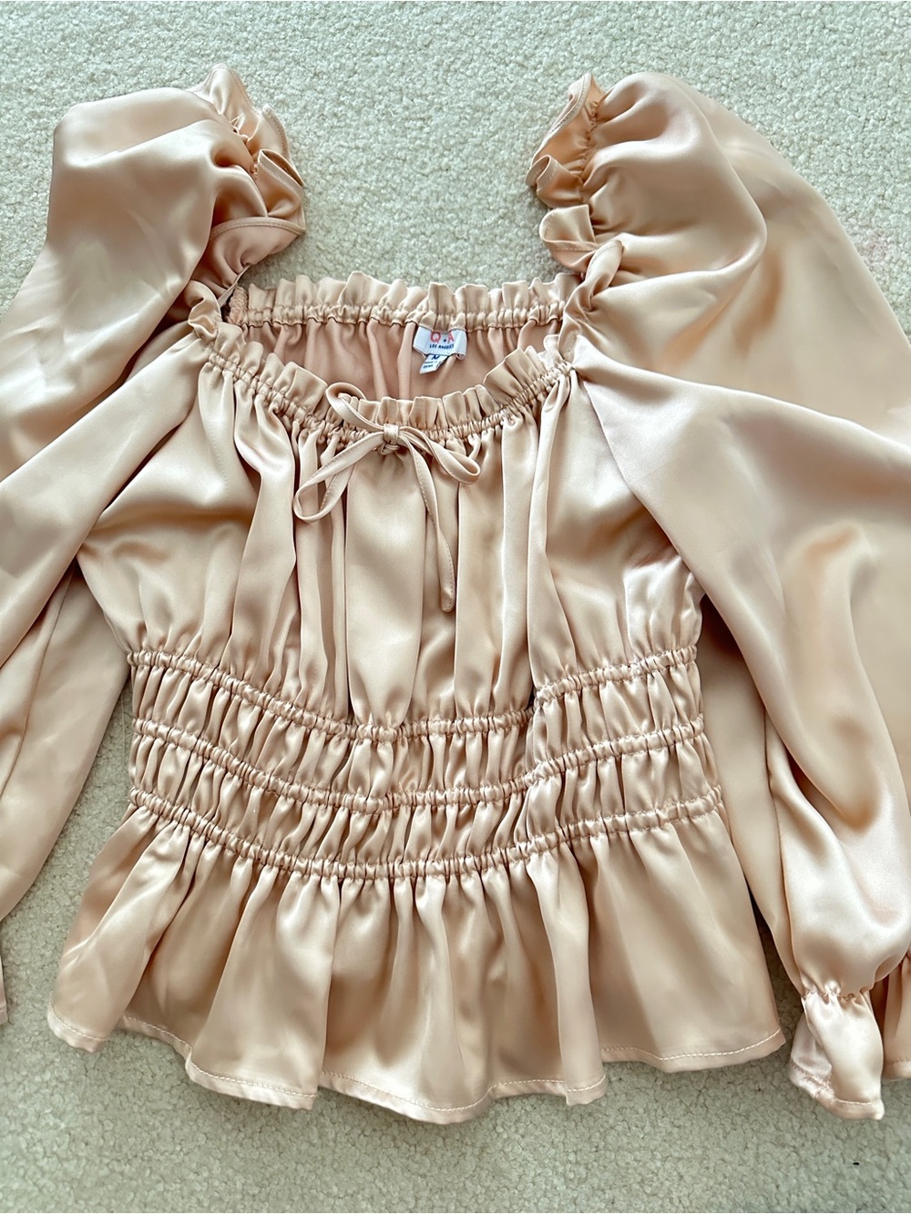 Satin Peplum Top in Blush $12